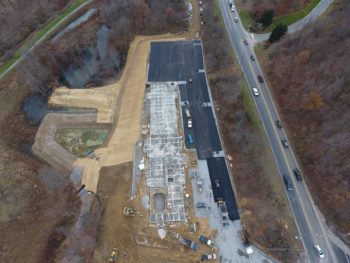 Aerial view of commercial paving